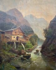 Paesaggio alpino mulino ad acqua Segewerk At River Müller-caselli 1915 Austria?