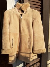 Giaccone di montone rovesciato beige chiaro vintage anni '80 taglia 42/44