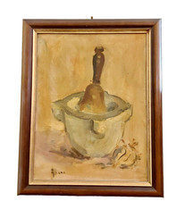 Natura morta Albano Genova SAVONA Liguria Mortaio Pesto Basilico