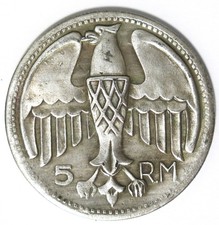 COPIA REPRO MEDAGLIA MONETA 5 MARCHI ADOLF HITLER 1935 TERZO REICH GERMANIA