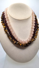 GRANATO  OCCHIO DI TIGRE  QUARZO ROSA   COLLANA LOTTO COLLANE PIETRE NATURALI