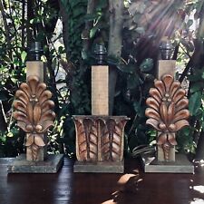 3 LAMPADE DA TAVOLO PRIMI '900 LAMPADA TAVOLO PALMA NOCE MASSICCIO CAPITELLO