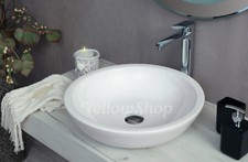 LAVABO CM 47x47 DA APPOGGIO CERAMICA CIRCOLARE LAVANDINO LAVELLO SANITARI BAGNO