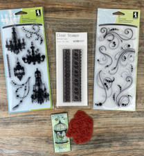 Vintage stamps timbri flourishes swirl lace chandelier scrapbooking
