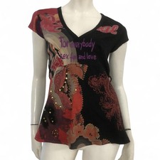 DESIGUAL Maglia nera fantasia