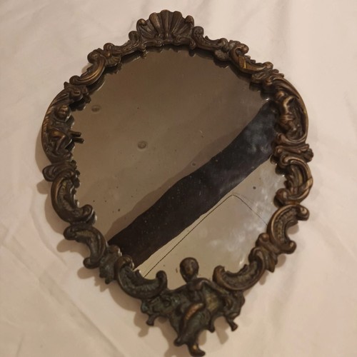 Antico specchio ottone brunito - specchio,