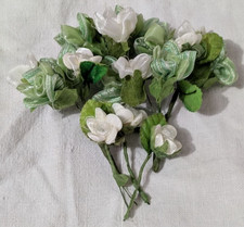 LOTTO FIORI ARTIFICIALI SINTETICI PLASTICA STOFFA ROSE BIANCHE