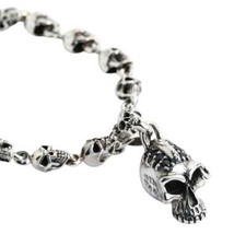 Bracciale teschio punk in argento sterling