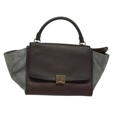 Borsa Celine a trapezio borsa in pelle marrone autentica