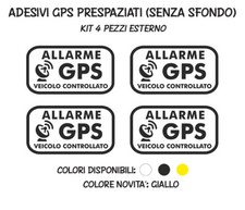 ADESIVI ANTIFURTO SATELLITARE GPS STICKERS AUTO MOTO SCOOTER 40X70MM ALLARME 4PZ