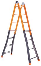 Scala telescopica in acciaio trasformabile allungabile gradini 4+4 H max 3,80mt