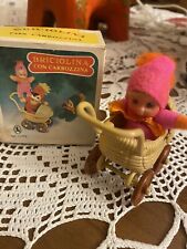 BAMBOLA BRICIOLINA CON CARROZZINA CEPPI RATTI (FIAMMIFERINI)