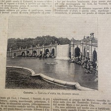 [stampa] 1891 CASERTA Cascata Giardino Real incisione su rame 11x13 cm ca OTTIMA
