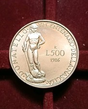 500 Lire 1986 Donatello Argento Non Comune- Repubblica Italiana