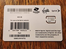 Scheda Sim Sprint SIMOLW416TQ Nano-Sim, nuova e mai usata, Boost Virgin Mobile