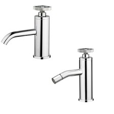 Set miscelatori monocomando bagno lavabo e bidet KT Mimi senza scarico cromato