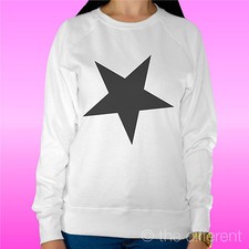 FELPA DONNA LEGGERA SWEATER BIANCO " STELLA NERA BLACK STAR MINIMAL "