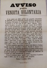 Manifesto 1878. VENDITA DEL