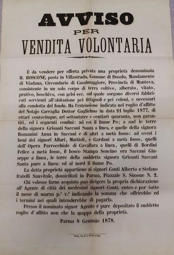 Manifesto 1878 vendita del - manifesto,