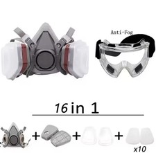 Maschera Protettiva Con Mascherina Occhi Filtro Anti Gas Polvere e Verniciatura