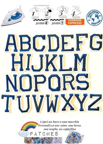 Patch lettera alfabeto blu - lettera,