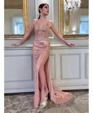 Abito da cerimonia oro a sirena con spacco laterale - Martinica