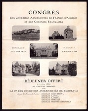 Menu. Congrès des Courtiers