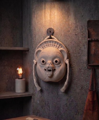 Tanuki mask wall - mask, art