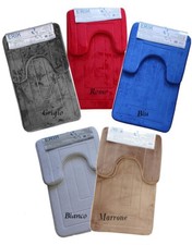 Tappeto Bagno Set 3 pezzi Bagno Memory Antiscivolo 5Colori 2 Mis Tinta Unita ca
