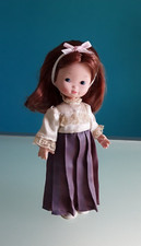 "FURGA" Bambola vintage "Valentina", vestito originale, capelli castani, h.24 cm