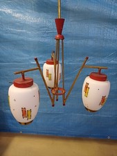 LAMPADARIO TRE LUCI CON APPLIQUE ANNI 60 DESIGN