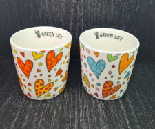 cuorematto coppia porta piantina porcellana decoro cuori h cm 6 x 6