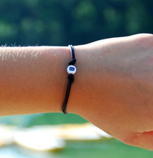 Bracciale con INIZIALE Lettera corda Cordino Nero braccialetto Nome Uomo e Donna
