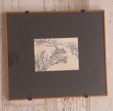 QUADRO EDOARDO CANNISTRà 11X16 CAMION E BETONIERA CARBUTA 1983 + CORNICE