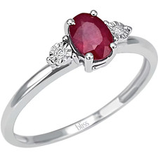 BLISS, ANELLO RUBINO E DIAMANTI ORO BIANCO 18KT (20069902)