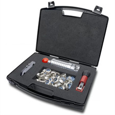 KIT CARTELLATRICE TUBI INOX FLESSIBILI 1/2" e 3/4" TUBI ACQUA CON VALIGETTA