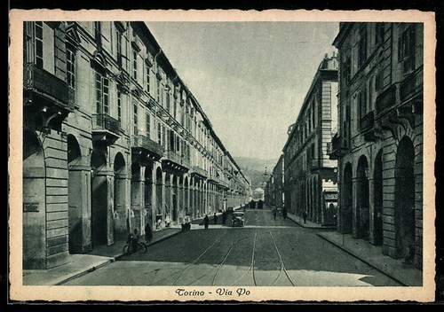 Cartolina torino via con - cartolina, torino,