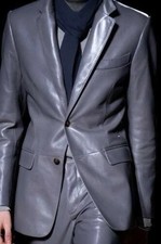 Blazer uomo pelle grigio