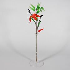 VASO MONOFIORE MONO FIORE CON PIANTA DI PEPERONCINI PEPERONCINO IN VETRO VINTAGE