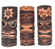 3 maschere tiki 30 cm 3 maschere in legno tiki alle Hawaii Maui look maschera da parete maschera da masticare
