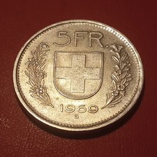 Svizzera Moneta 5 Franchi 1969