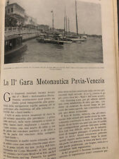 Articolo di stampa d'epoca con 6 foto Motonautica Pavia - Venezia 1930 4 pagine