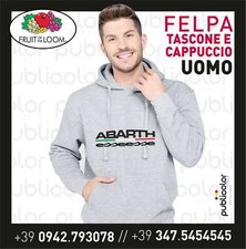 FELPA CAPPUCCIO TASCONE UOMO STAMPA ABARTH 500 5 PERSONALIZZATA STAMPATA
