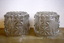 COPPIA CAMPANE IN VETRO PER LAMPADE O APPLIQUE ANNI 70 CILINDRO