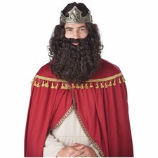 Costume Biblico Re Tre Saggi Gesù Noè Uomo Adulto Parrucca Baffi Barba