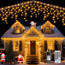 Luci Natale Esterno Cascata, 12.5M 486 LED Luci Natalizie per Esterno, Tenda Lum