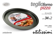 TEGLIA PIZZA FORNO TONDA FOCACCIA ROTONDA STAMPO ANTIADERENTE  0,4MM 34*2CM