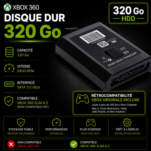 Disque dur xbox - 360, slim