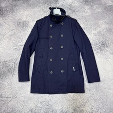 Superdry Uomo Cappotto Blu Cotone Pea Taglia M