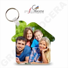 Portachiavi a forma di casa Personalizzato con foto 2 lati idea regalo